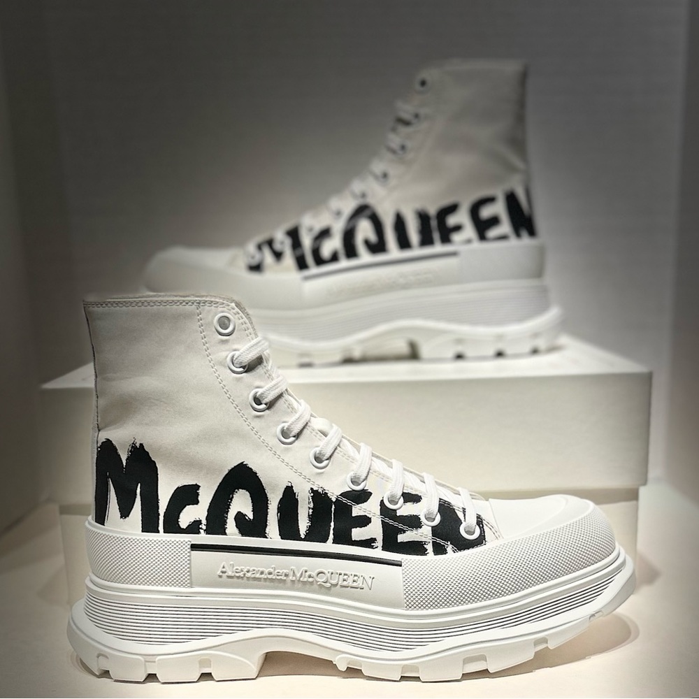 Alexander McQueen • White Thread Slick High • Size 12